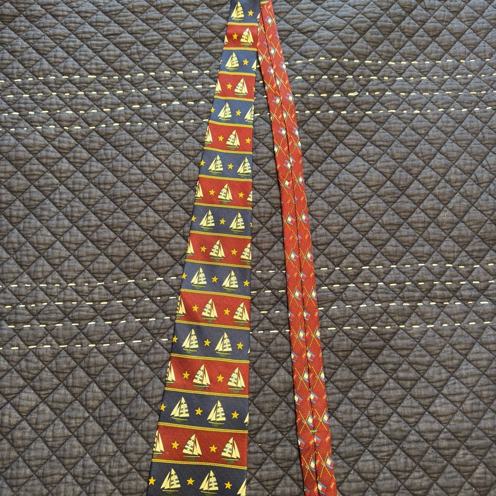 Vintage Tommy Hilfiger Nautical Sailboat Ties - Red and Blue